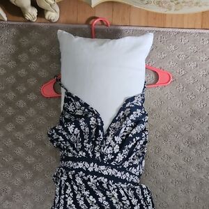Angie Navy and White Floral Maxi Dress